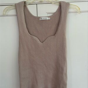 Avec Les Filles Tan Ribbed Tank Top
